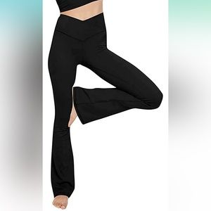 Bootleg Yoga Pants V Crossover Flare Leggings
